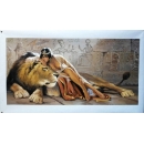 宮廷.古典人物系列-美女與獅子-y13591 油畫-油畫人物系列